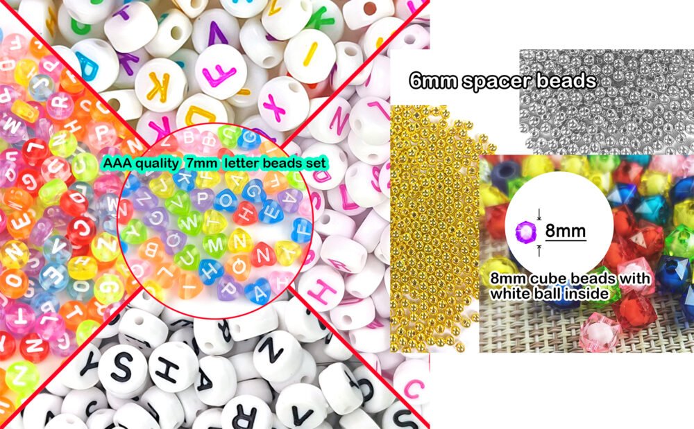 7mm Alphabet Letter Beads Kit, wholesale， 4600+ PCs Acrylic Colorful Beads for Jewelry Making, Bracelets, - Image 2