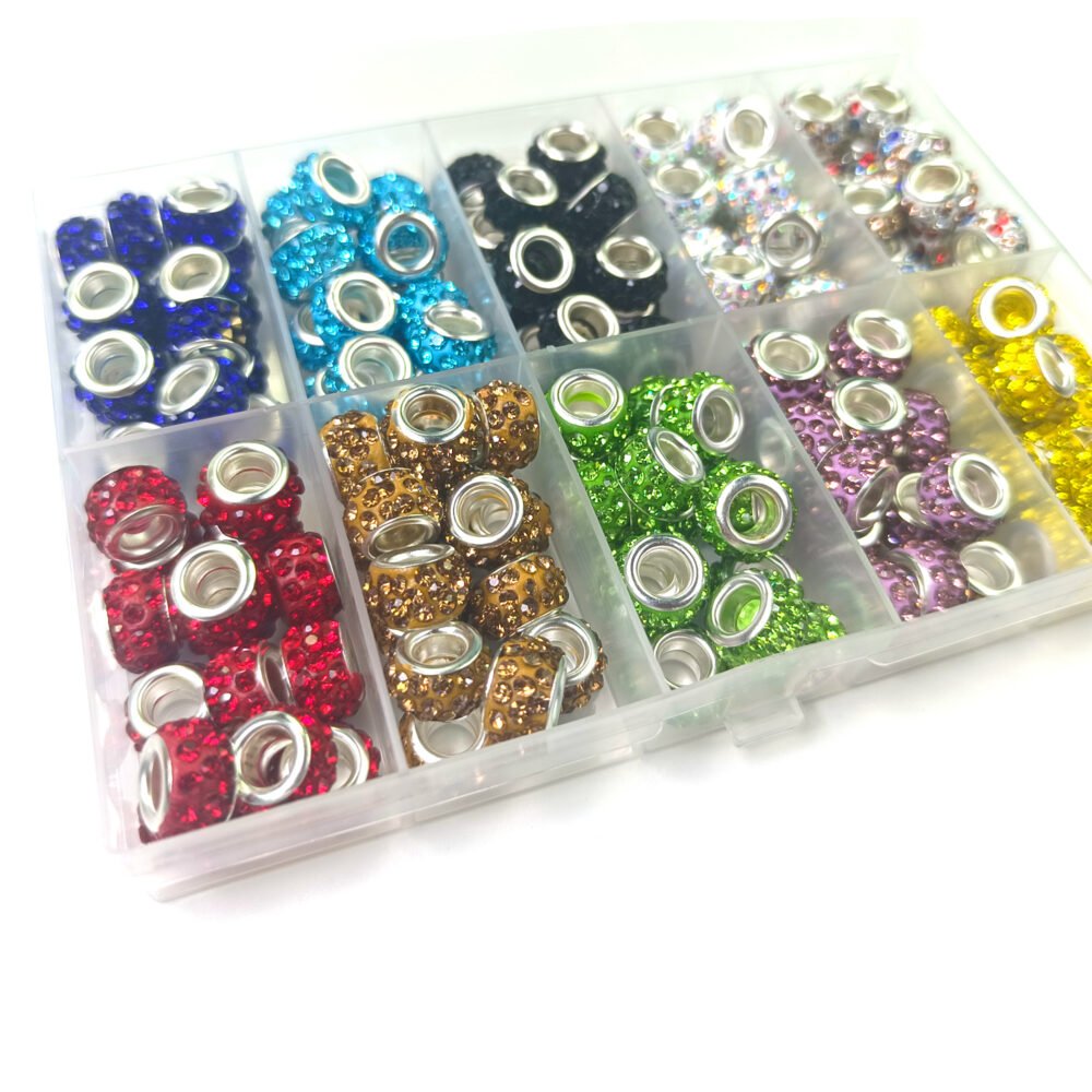Large Hole Spacer Charm Rhinestone Beads