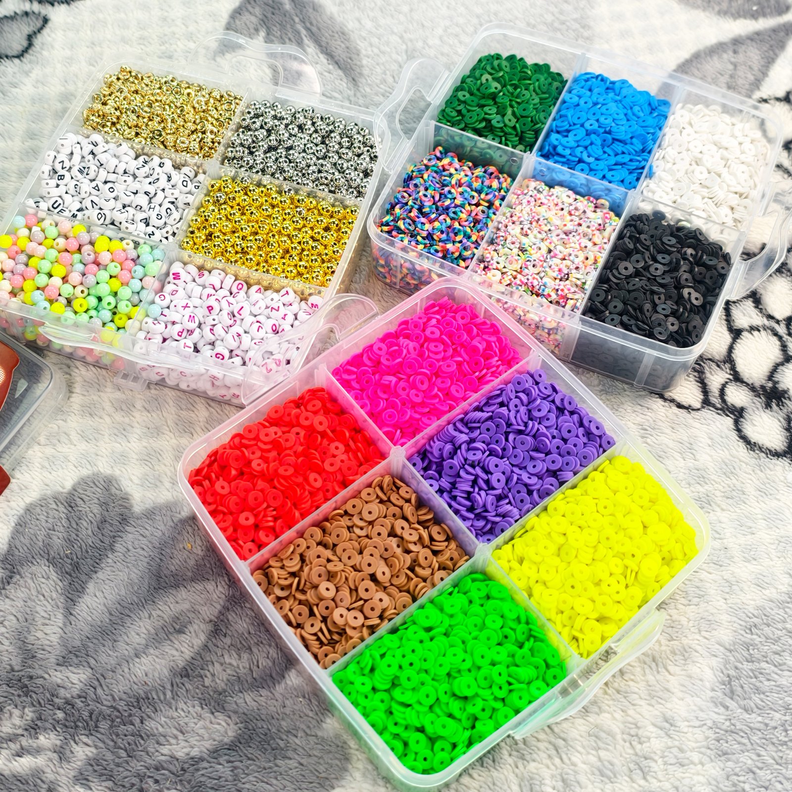 2 Boxes set, 6mm clay beads bracelet kit with beautiful 3 layers gift box, 30Rolls 0.8mm Elastic Stretchy String Cord - Image 6